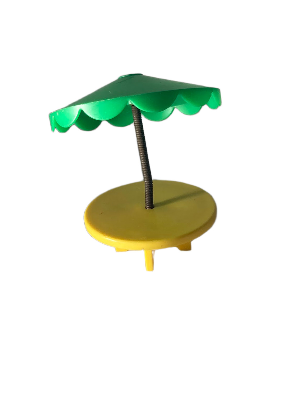 Vintage Fisher Price little people green yellow umbrella table